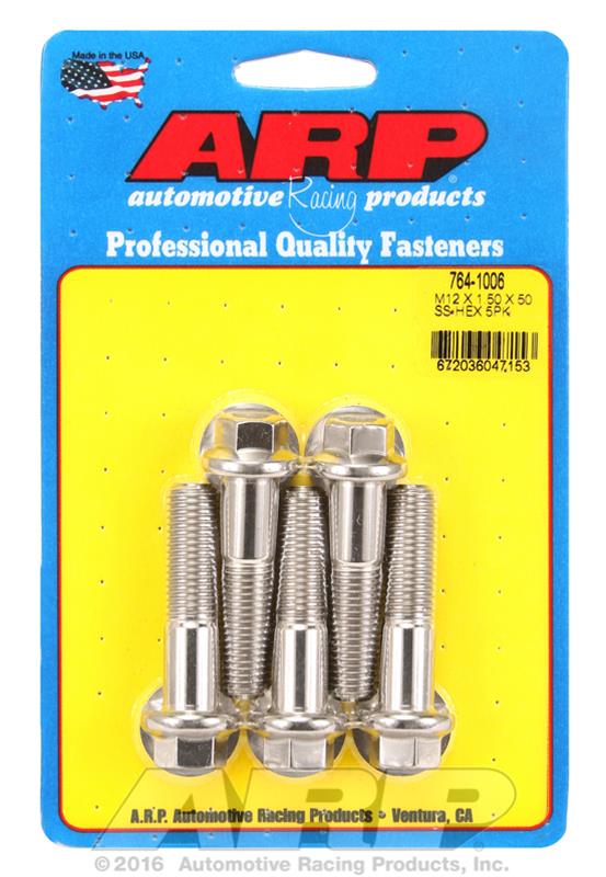ARP M12 x 1.5 x 50 Hex SS Bolts (5/pkg) thumbnail 2