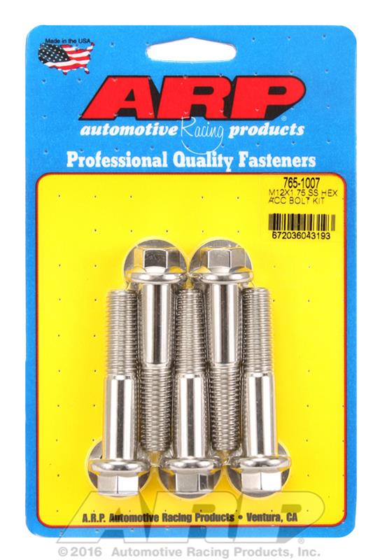 ARP M12 x 1.75 x 60 Hex Black SS Bolts (5/pkg) thumbnail 2