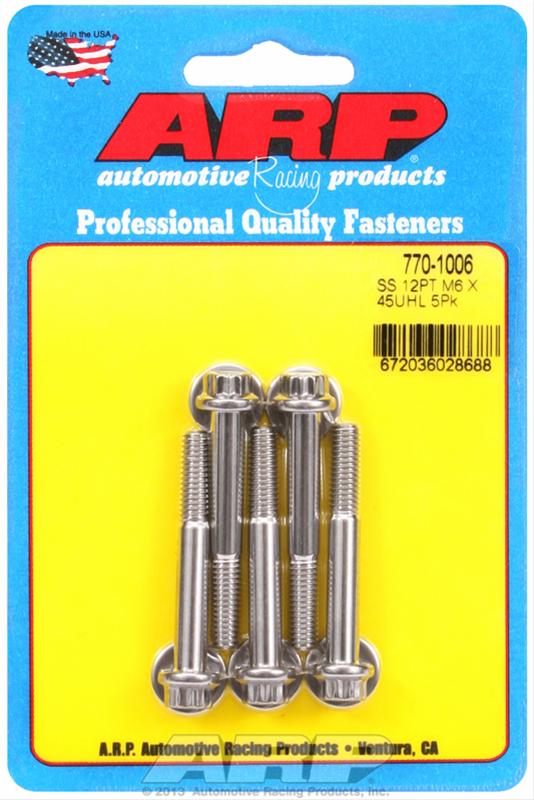 ARP M6 x 1.00 x 45 12pt SS Bolts (5/pkg) thumbnail 2