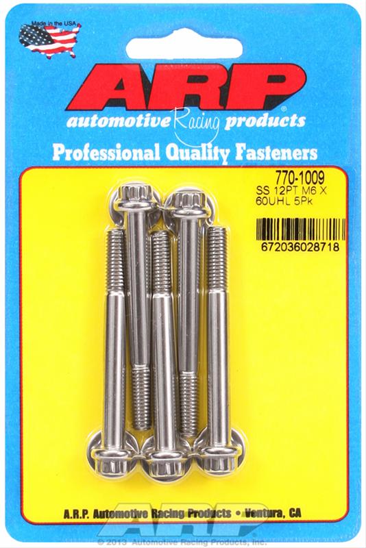 ARP M6 x 1.00 x 60 12pt Stainless Steel Bolts - 5pk thumbnail 2