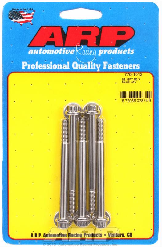 ARP M6 x 1.00 x 75 SS 12pt Bolts (5/pkg) thumbnail 2