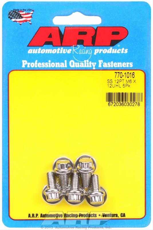 ARP M6 x 1.00 x 12 SS 12pt Bolts (5/pkg) thumbnail 2