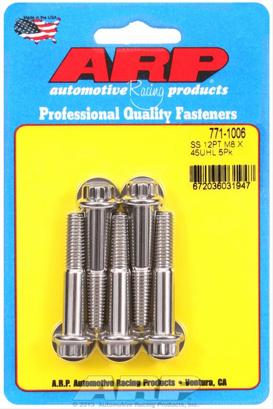 ARP M8 x 1.25 x 45 12pt Stainless Steel Bolts (Set of 5) thumbnail 2
