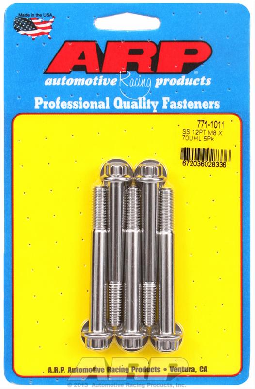 ARP M8 x 1.25 x 70mm 12pt Stainless Steel Bolts (Set of 5) thumbnail 2