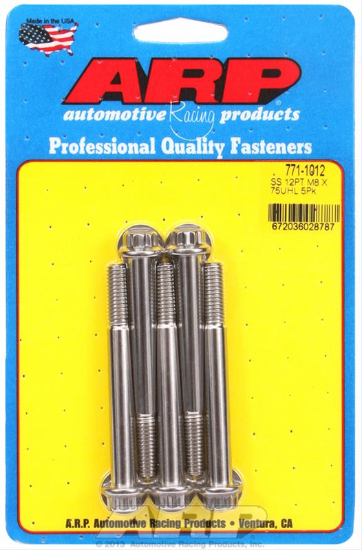 ARP M8 x 1.25 x 75mm 12pt Stainless Steel Bolts (Set of 5) thumbnail 2