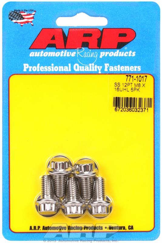 ARP M8 x 1.25 x 16 12pt Stainless Steel Bolts (Set of 5) thumbnail 2