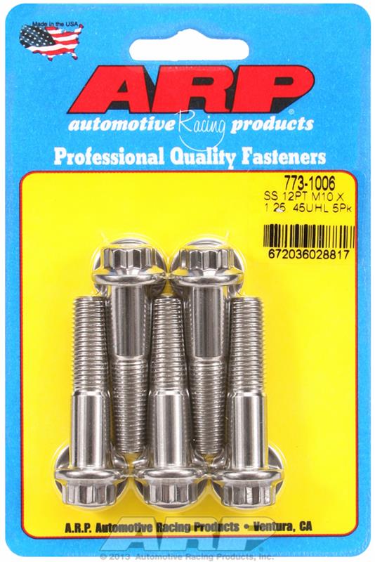 ARP M10 x 1.25 x 45 12pt Stainless Steel Bolts (Set of 5) thumbnail 2