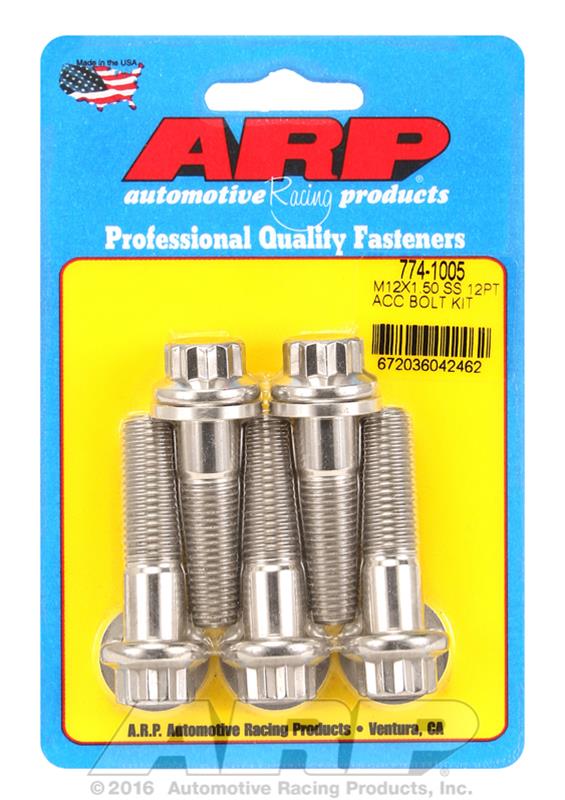 ARP S/S Bolt Kit - 12pt (5) 12mm x 1.75 x 45mm ARP S/S Bolt Kit - 12pt (5) 12mm x 1.75 x 45mm