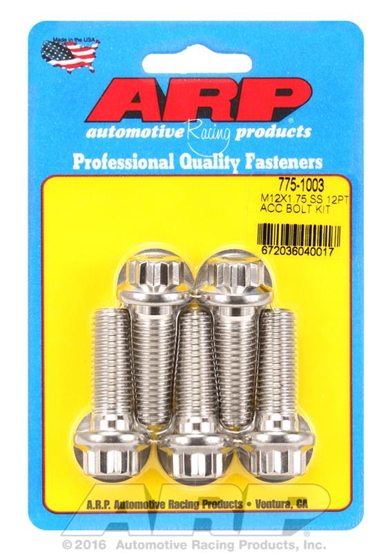 ARP M12 X 1.75 X 35mm 12pt Stainless Steel Bolts (Set of 5) thumbnail 2