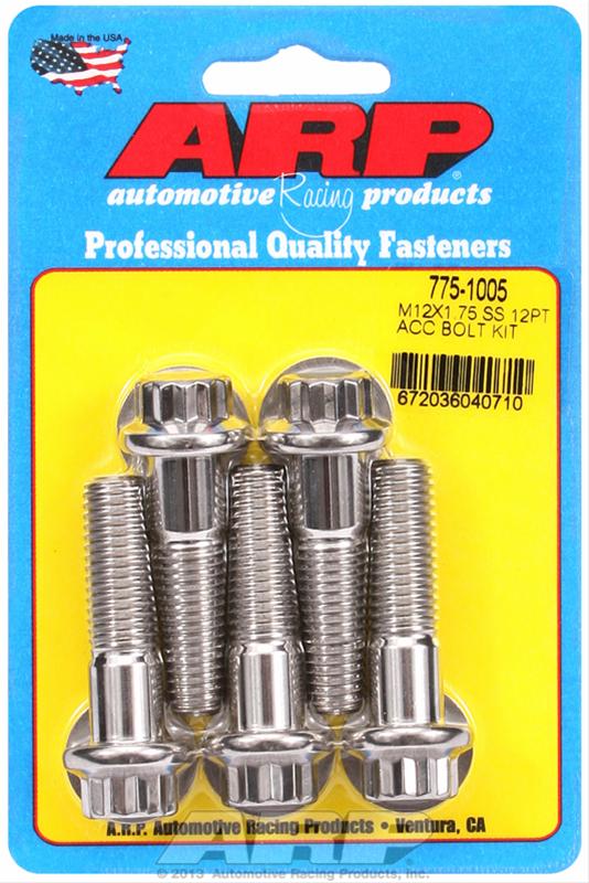 ARP S/S Bolt Kit - 12pt (5) 12mm x 1.75 x 45mm ARP S/S Bolt Kit - 12pt (5) 12mm x 1.75 x 45mm