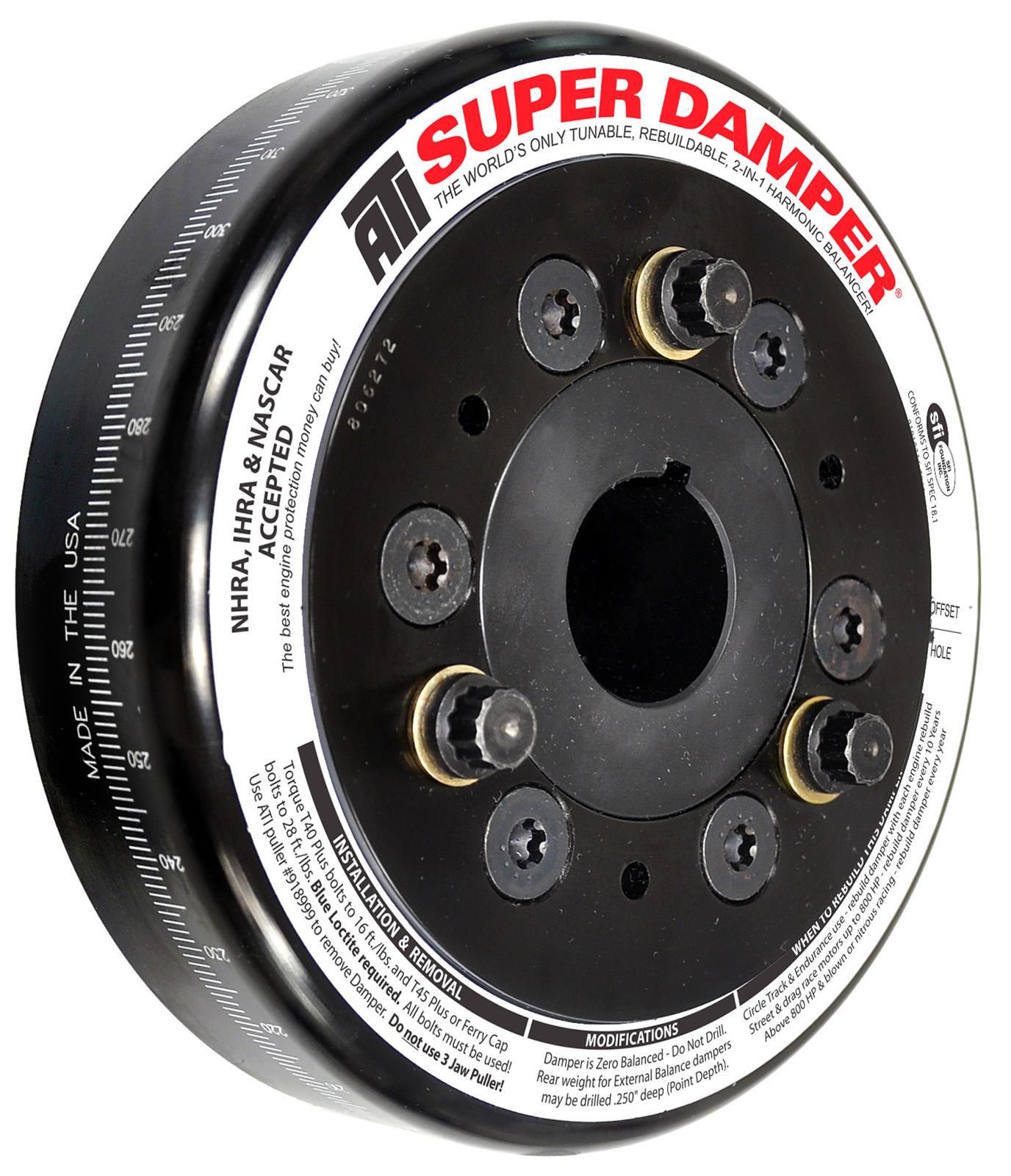 ATI Damper - 6.325in - Steel - Chevy SB / 90 Deg V6 - w/Undersize Hub - 3 Ring - 1Pc