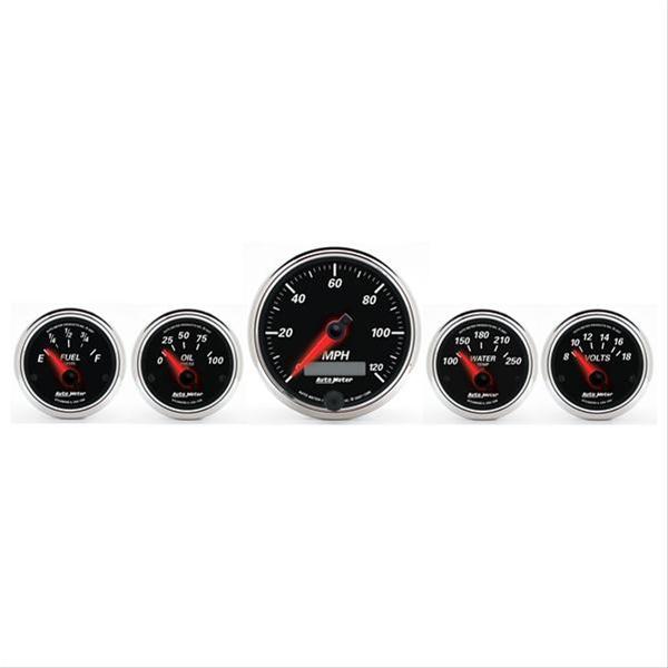 Autometer Designer Black II 3-3/8in and 2-21/16in 5 pc. Electric Speedometer Gauge