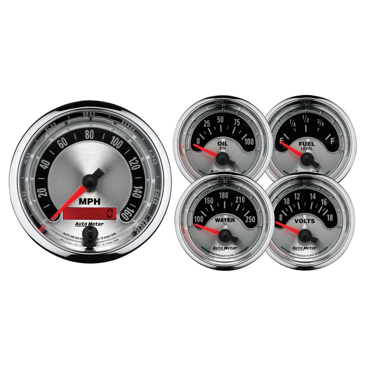 Autometer American Muscle Kit Box - Elec Speedo/Elec Oil Pressure/Water Temp/Volt/Fuel Level thumbnail 5