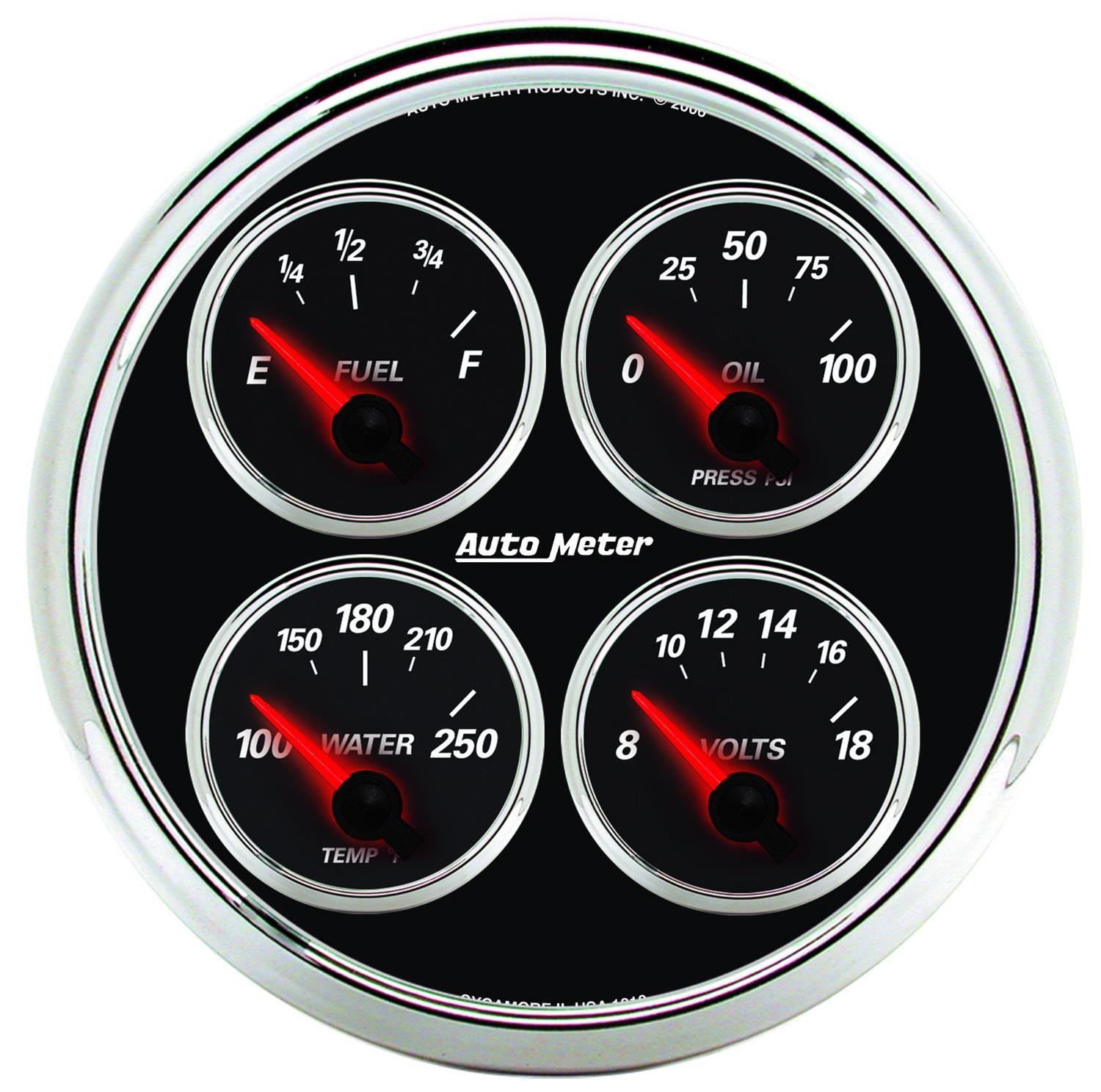 AutoMeter Gauge Quad 5in. 240 Ohm(e) to 33 Ohm(f) Elec Designer Black II thumbnail 2