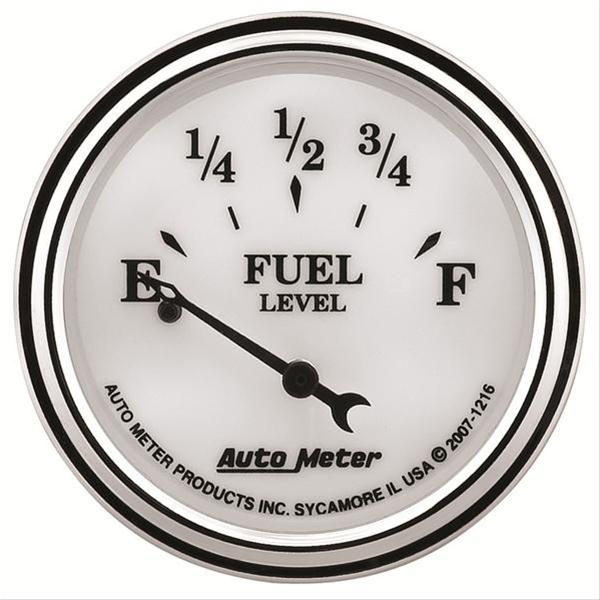 AutoMeter Gauge Fuel Level 2-1/16in. 240 Ohm(e) to 33 Ohm(f) Elec Old Tyme White II