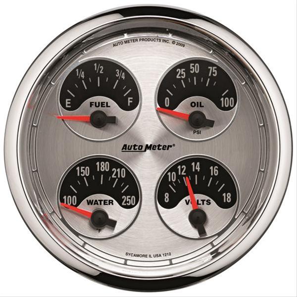 Autometer American Muscle SSE 100PSI/100-250 Deg F/8-18 Volt Oil Press/Water Temp/Volt/Fuel Gauge