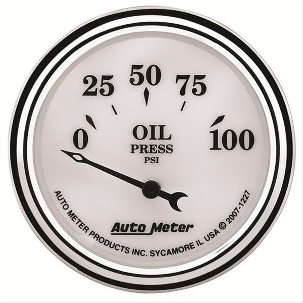 AutoMeter Gauge Oil Press 2-1/16in. 100PSI Elec Old Tyme White II