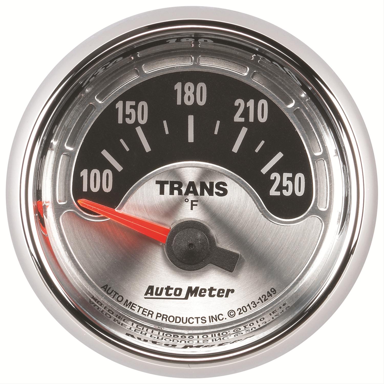 AutoMeter American Muscle Analog Gauges 1249 Gauge, Muscle, Transmission Temperature, 100-250 degrees F, 2 1/16 in., Silver Face, Analog, Each