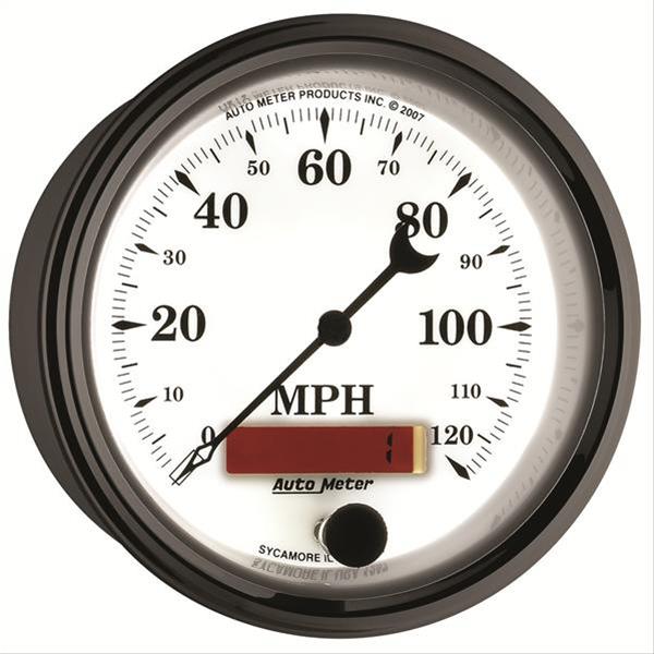 AutoMeter Gauge Speedometer 3-3/8in. 120MPH Elec. Prog. W/ Lcd Odo Old Tyme Wht II thumbnail 6