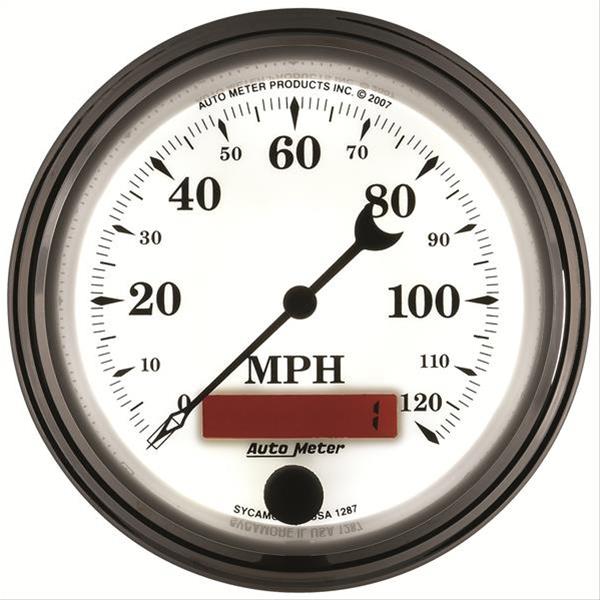 AutoMeter Gauge Speedometer 3-3/8in. 120MPH Elec. Prog. W/ Lcd Odo Old Tyme Wht II thumbnail 2