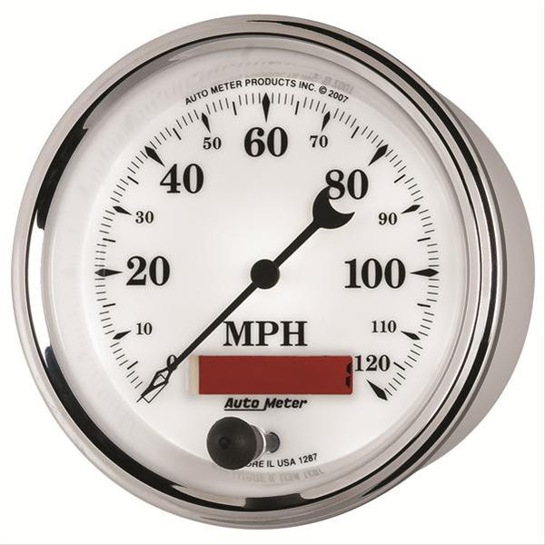 AutoMeter Gauge Speedometer 3-3/8in. 120MPH Elec. Prog. W/ Lcd Odo Old Tyme Wht II thumbnail 4