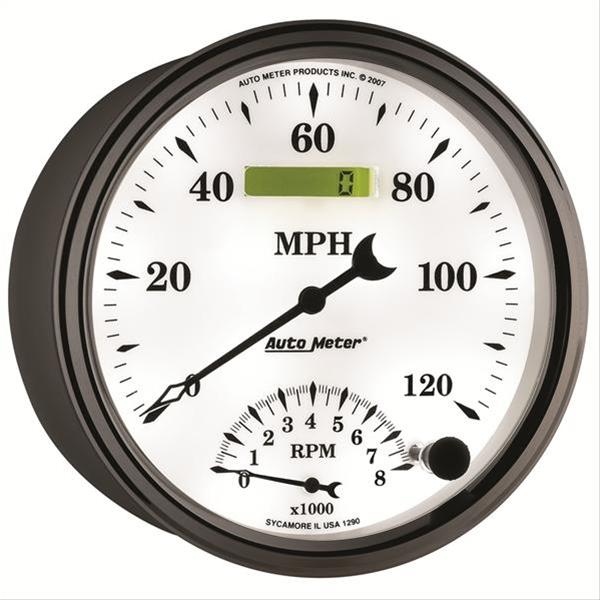 AutoMeter Gauge Tach/Speedo 5in. 120MPH & 8K RPM Elec. Program Old Tyme White II thumbnail 3