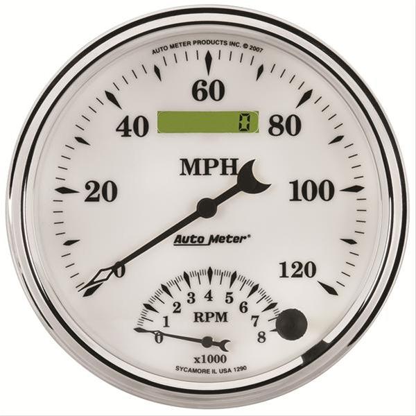AutoMeter Gauge Tach/Speedo 5in. 120MPH & 8K RPM Elec. Program Old Tyme White II thumbnail 2