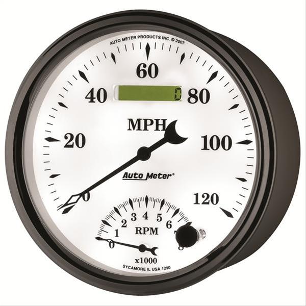 AutoMeter Gauge Tach/Speedo 5in. 120MPH & 8K RPM Elec. Program Old Tyme White II thumbnail 6