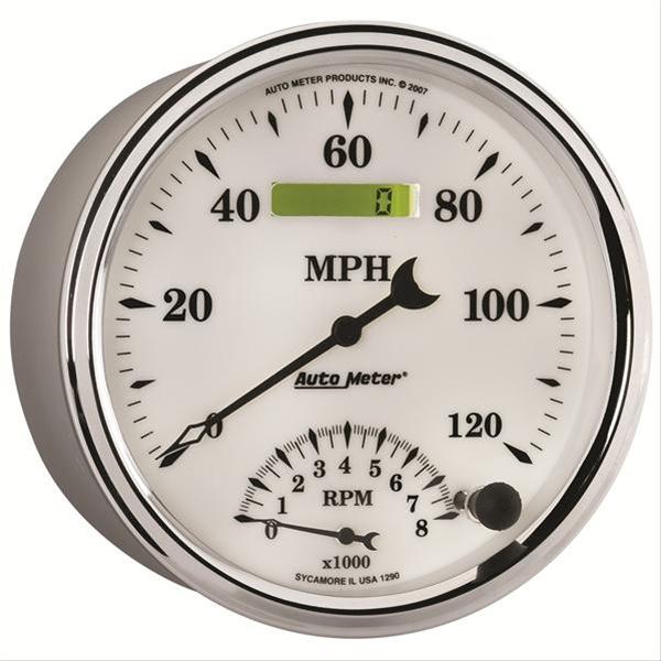 AutoMeter Gauge Tach/Speedo 5in. 120MPH & 8K RPM Elec. Program Old Tyme White II thumbnail 4
