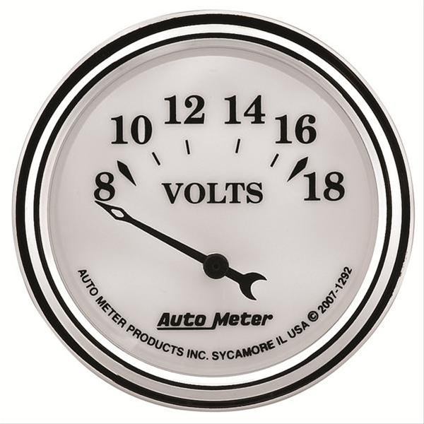 AutoMeter Gauge Voltmeter 2-1/16in. 18V Elec Old Tyme White II