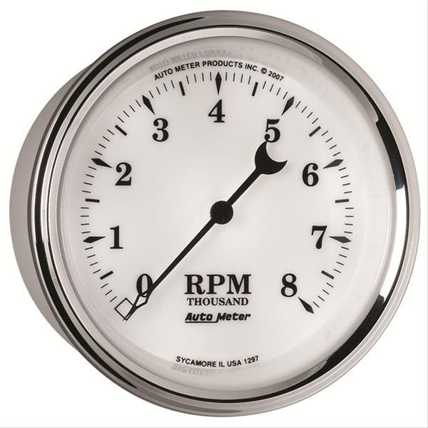 AutoMeter Gauge Tachometer 3-3/8in. 8K RPM In-Dash Old Tyme White II thumbnail 3