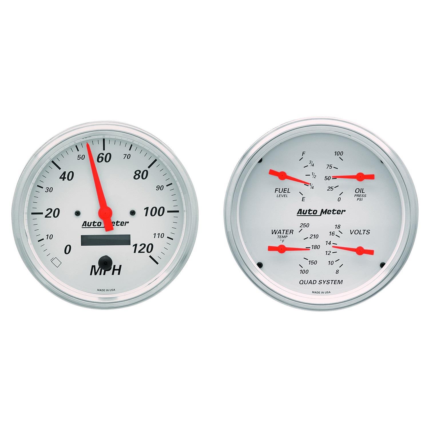 AutoMeter Gauge Kit 2 Pc. Quad & Speedometer 5in. Arctic White thumbnail 7
