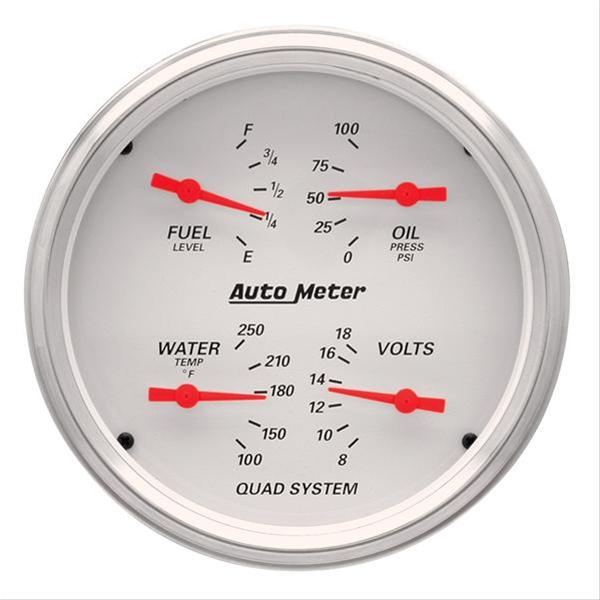 Autometer Arctic White 5in Quad GA, Fuel Level, 0-90 OHM