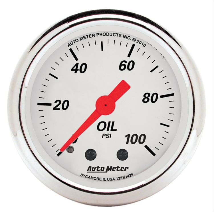AutoMeter Gauge Oil Press 2-1/16in. 100PSI Mech Arctic White