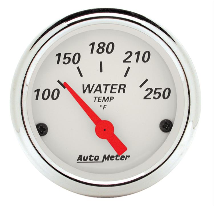 AutoMeter Gauge Dual Wtmp & Volt 3-3/8in. 250 Deg. F & 18V Elec Old Tyme White