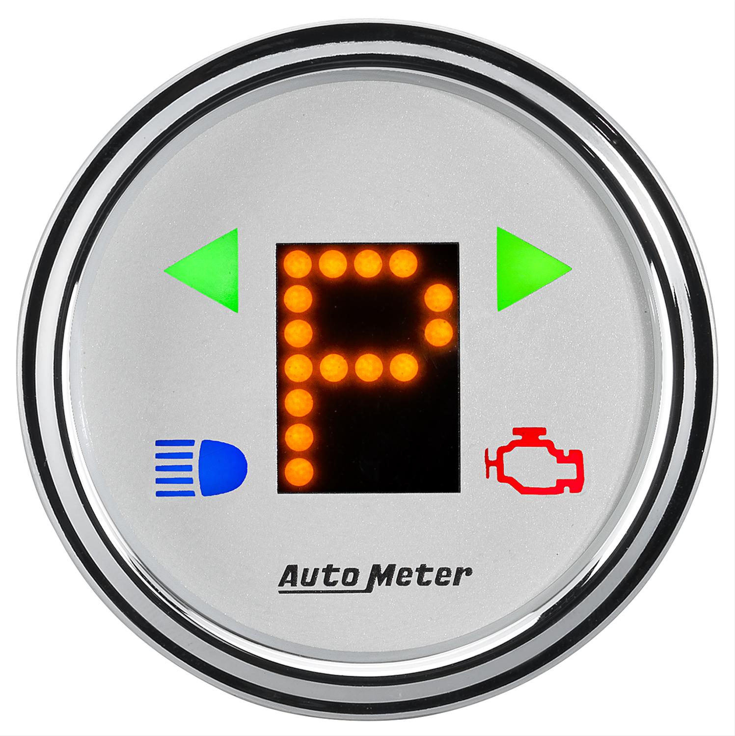 AutoMeter Shift Indicator Gauges 1360 Indicator, Gauge, PRNDL Plus, 2 1/16 in., Round, Dash Mount, LED Display, White Face, Domed Lens, Each thumbnail 2