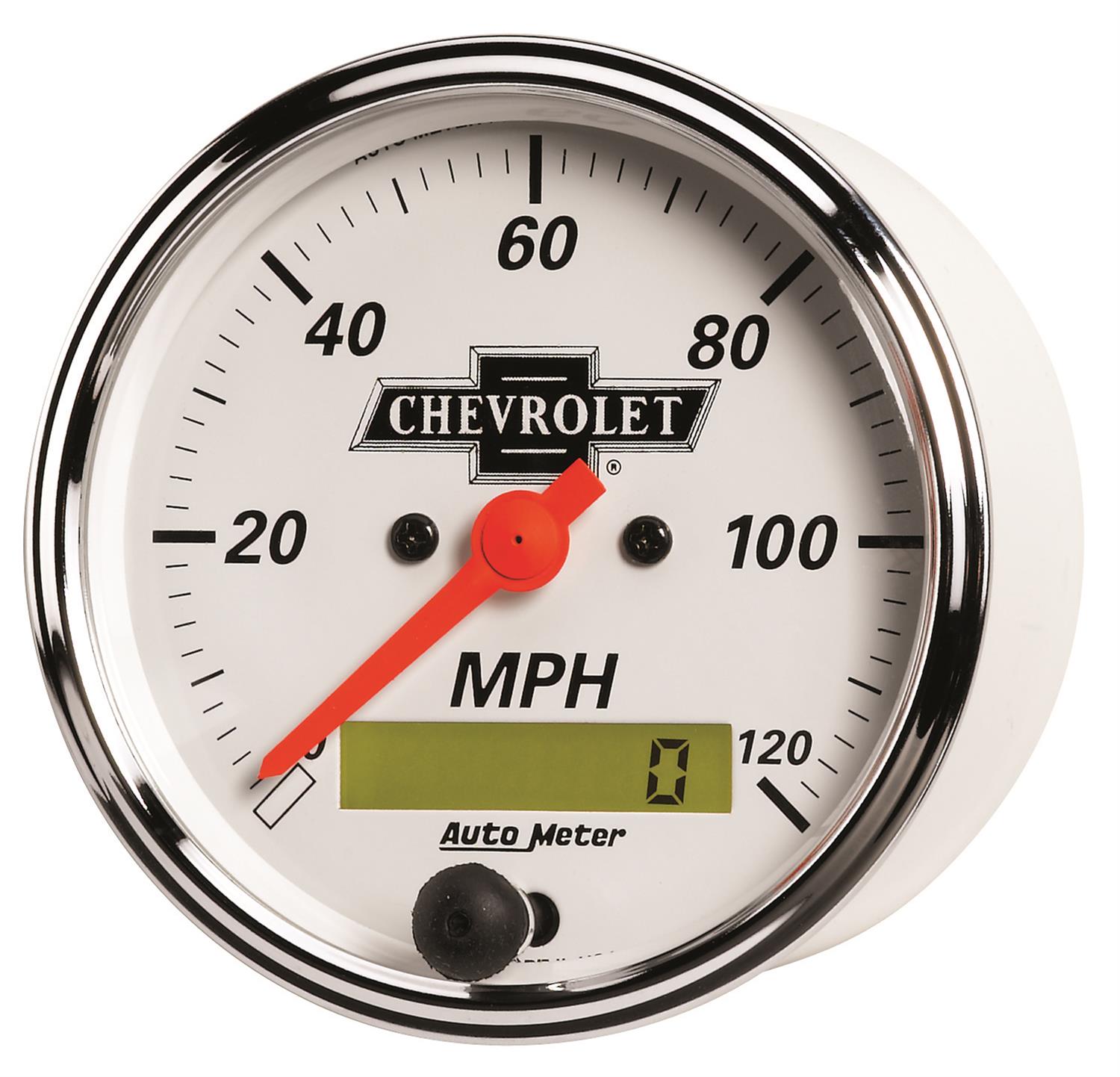 AutoMeter Gauge Speedo 3-1/8in. 120MPH Elec Prog W/ Lcd Odo Chevrolet Heritage Bowtie thumbnail 2
