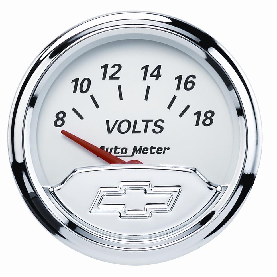 Autometer Chevy Vintage 2in 8-18 Volts Short Sweep Electronic Voltmeter Gauge