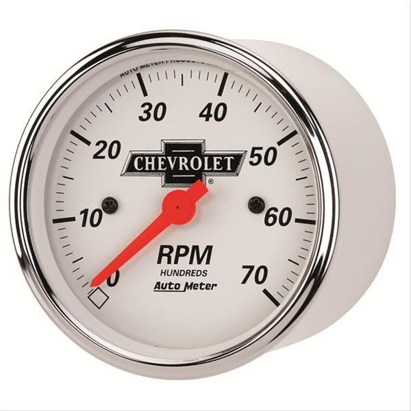 Autometer Arctic White GM 3-1/8in 7000RPM 4, 6, 8 Cyl Electrical Tachometer Gauge thumbnail 2