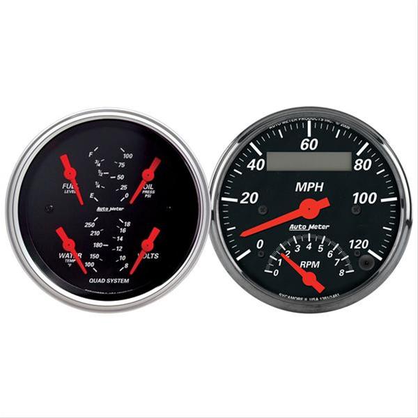 Autometer Designer 3-3/8in In-Dash Kit Box-Tach Speedo Combo & Elec Oil Press, H2O Temp, Volt, Fuel