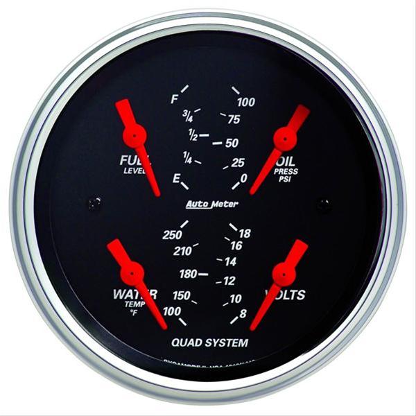 Autometer Designer Black 5in Quad Gauge - Fuel Level / Oil Pressure / Water Temperature / Voltmeter