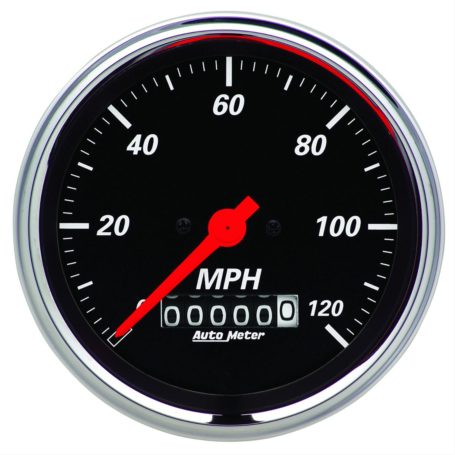 Autometer Designer Black 3-3/8in Electrical 120MPH Speedometer w/ Wheel Odometer