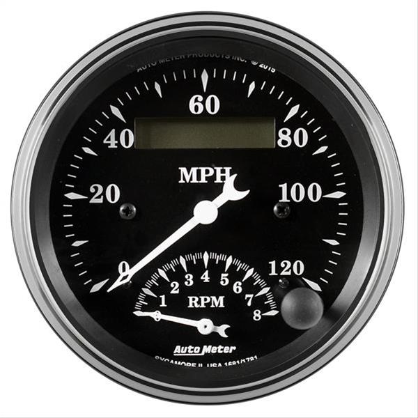 Auto Meter Gauge Tach/Speedo 3 3/8in 120mph & 8k RPM Elec. Program. Old Tyme Blk