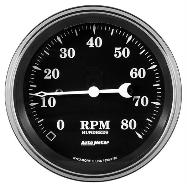 Auto Meter Gauge Tachometer 3 3/8in 8k RPM In-Dash Old Tyme Black