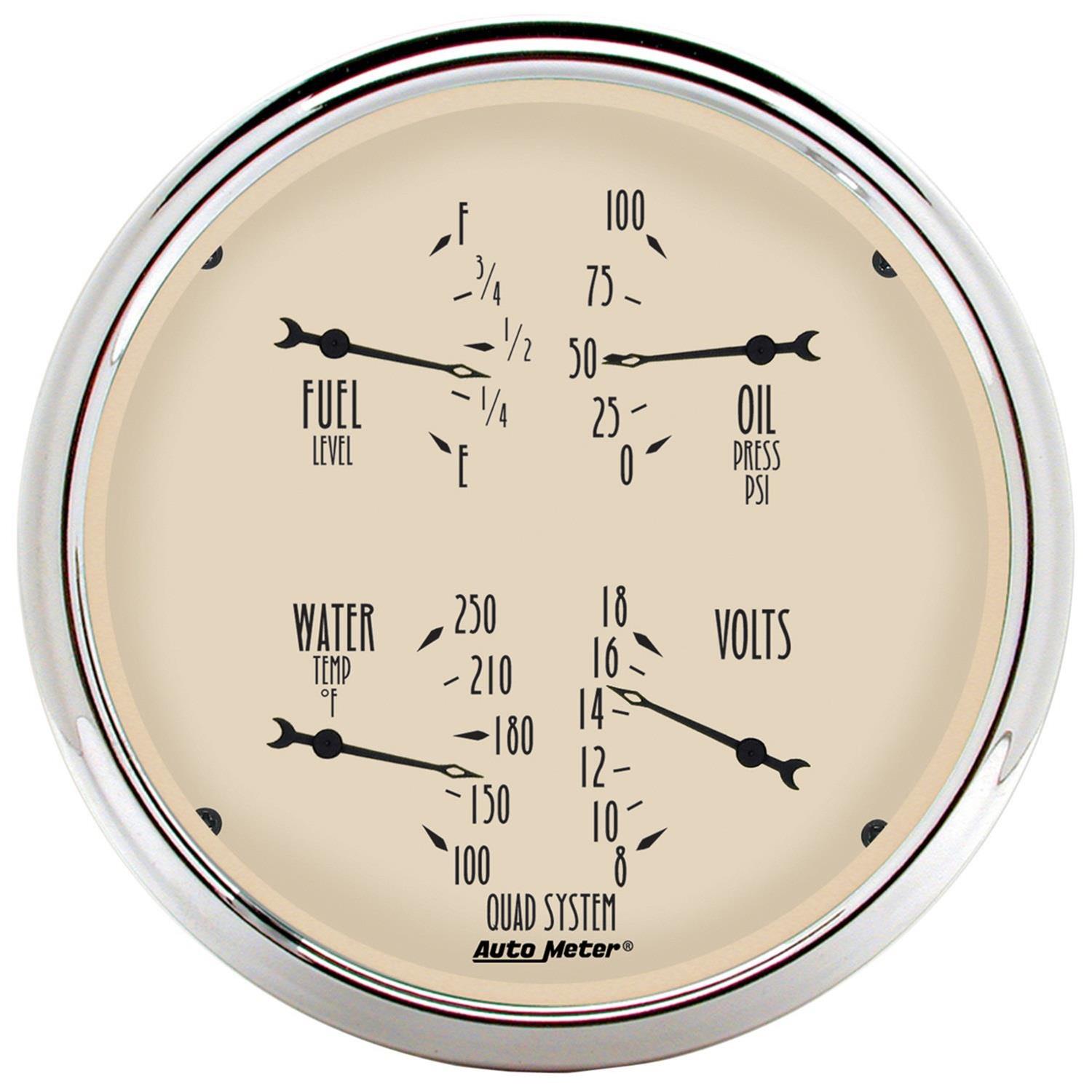Autometer 5 inch Antique Beige 2 Piece Gauge Kit - Quad & Speedometer thumbnail 2