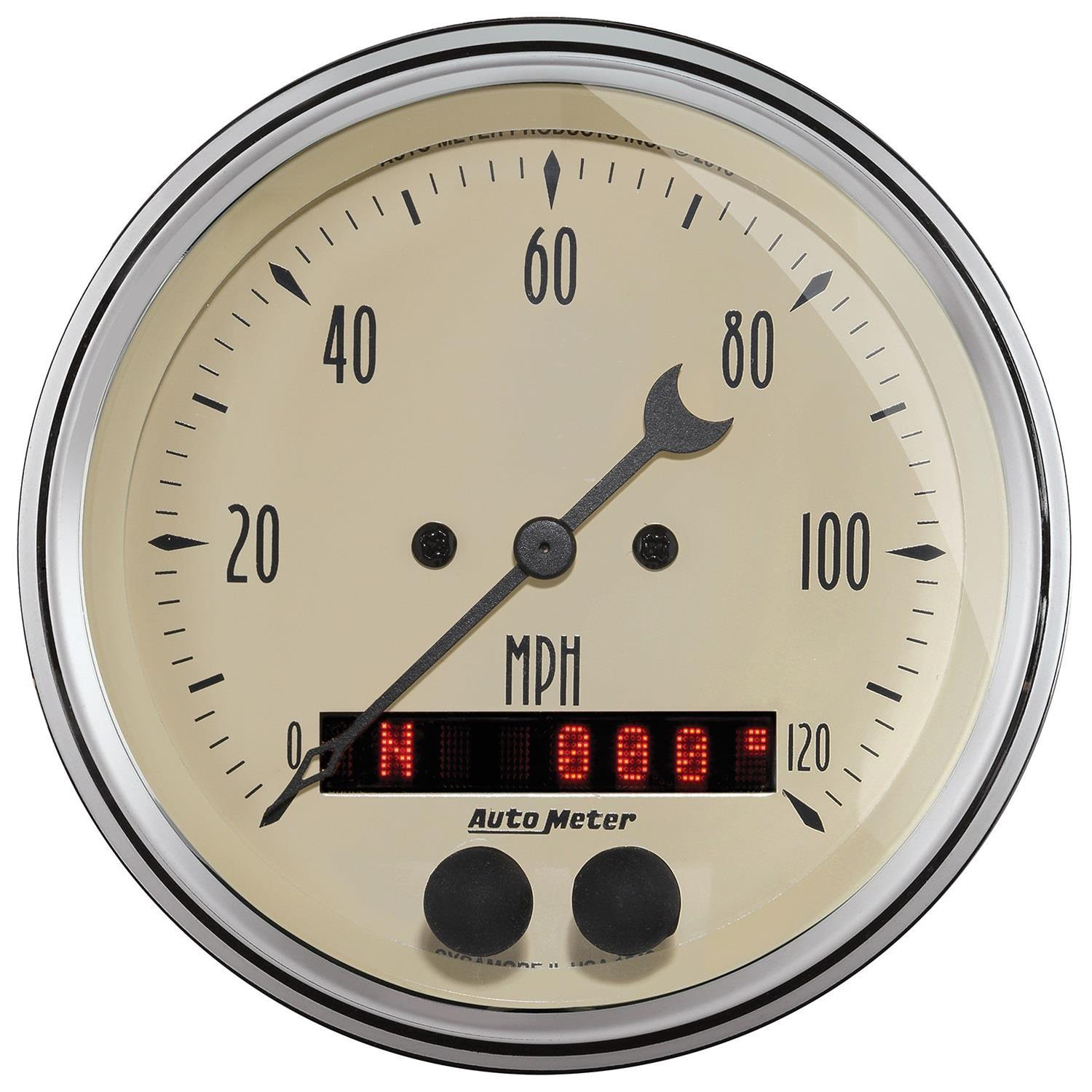 AutoMeter 3-3/8in & 2-1/16in GPS Speedometer Antique Beige Gauge Kit - 5 Pc thumbnail 2