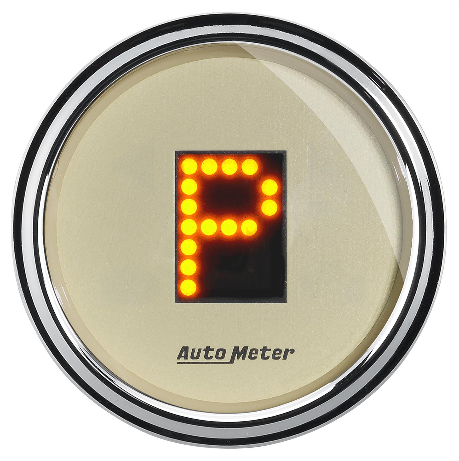 AutoMeter Shift Indicator Gauges 1860 Indicator, Gauge, PRNDL Plus, 2 1/16 in., Round, Dash Mount, LED Display, Beige Face, Domed Lens, Each thumbnail 2
