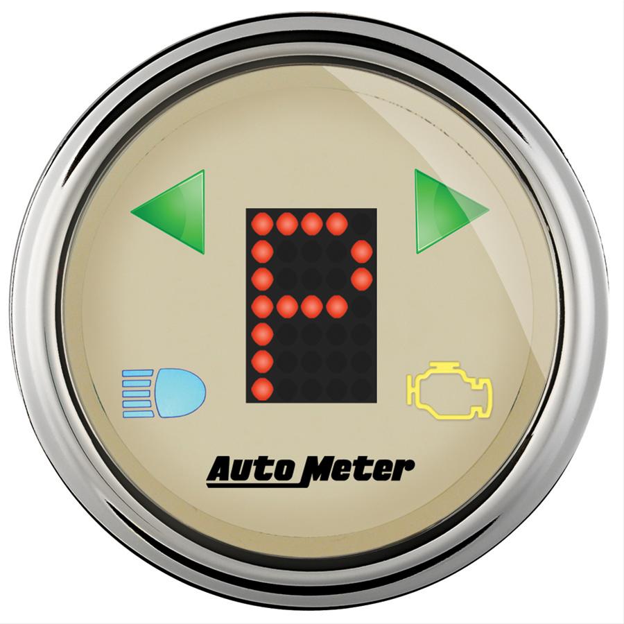 AutoMeter Shift Indicator Gauges 1860 Indicator, Gauge, PRNDL Plus, 2 1/16 in., Round, Dash Mount, LED Display, Beige Face, Domed Lens, Each thumbnail 3