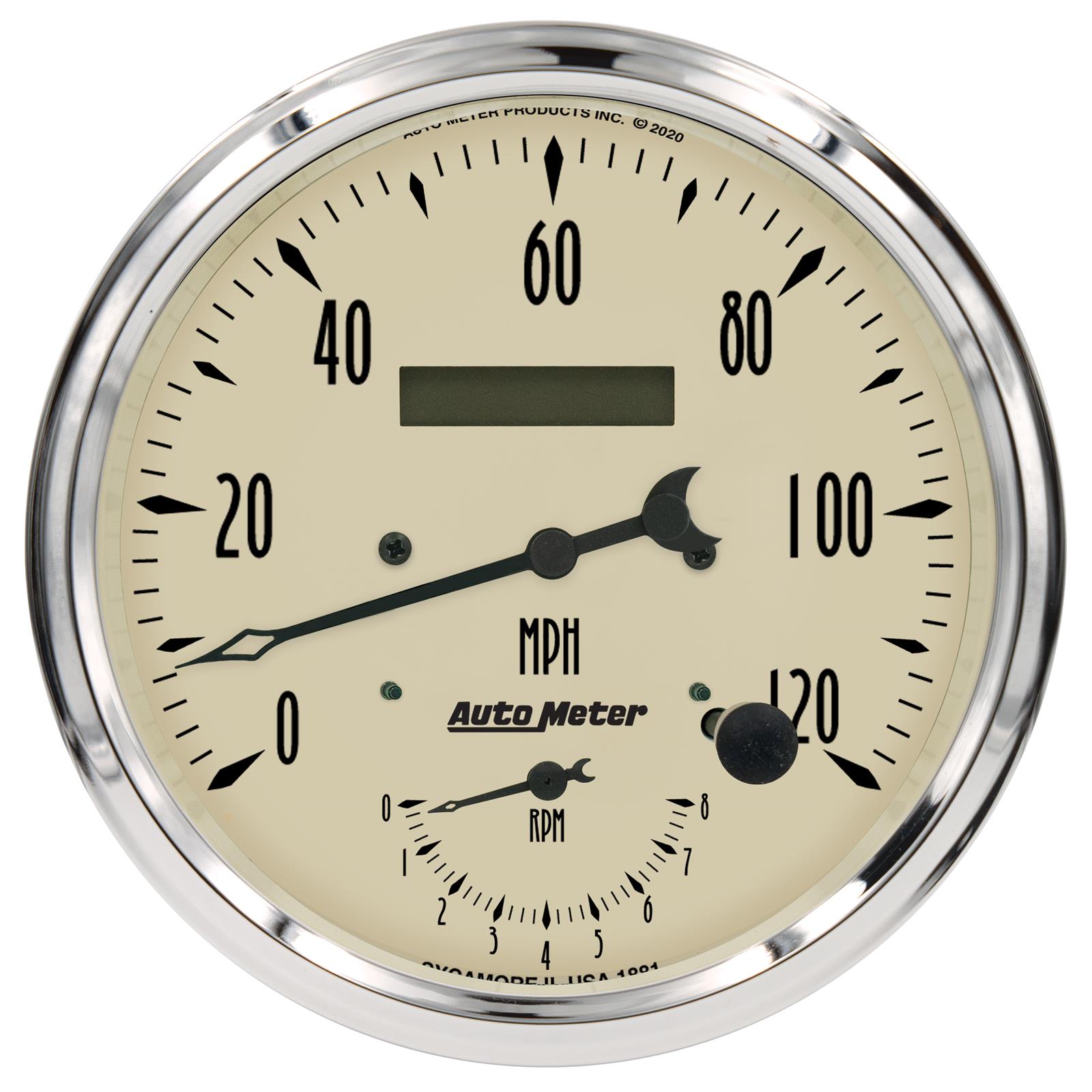 Autometer Antique Beige Tach/Speedo 5in. - 120mph & 8k RPM