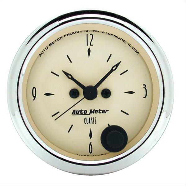 Autometer 2-1/16 inch 12 Hour Analog Antique Beige Clock